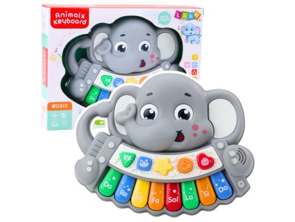 Interaktivní pianko Sloník Šedý - Melodie, Zvuky Zvířat, Stupnice