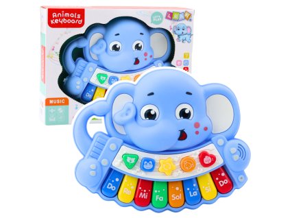 Interaktivní Pianko Sloník Modrý - Melodie, Zvuky Zvířat, Gamme