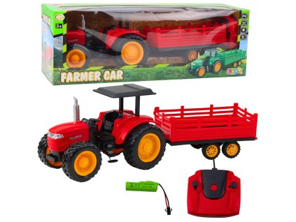 RC Traktor Farmářský s Přívěsem Červený