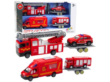 Sada Hasičských Vozidel S Třením Pohonem Červená