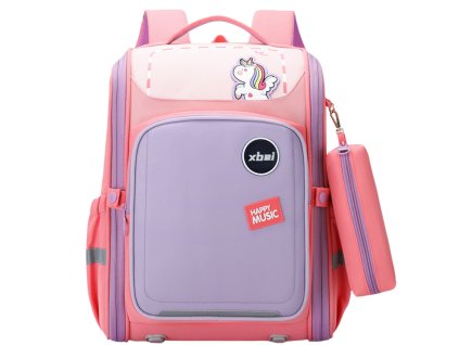 Dívčí školní batoh s jednorožcem, nastavitelný hrudní pás, pastelově růžový, 21L, 39cm