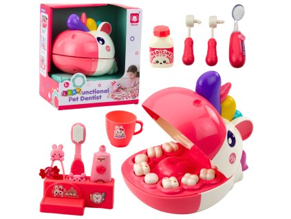 Jednorožec Dentista Edukační Sada Lékař Stomatolog Růžový