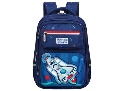 Dětský školní batoh s hrudním pásem modrý raketa vesmír 20L 41cm