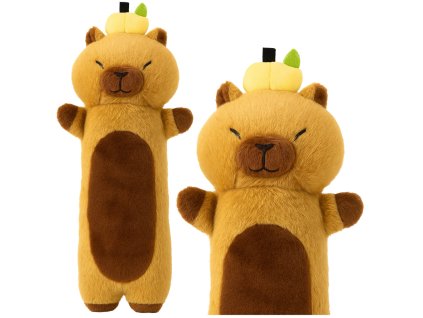 Plyšový Kapybara Polštářek S Ovocem Dlouhý Válec Hnědý 45cm