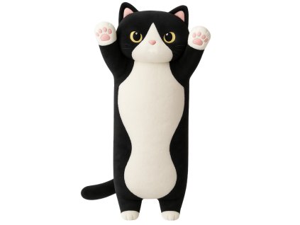 Podlouhlý Plyšový Polštář Kočka Černo-Bílá 70 cm