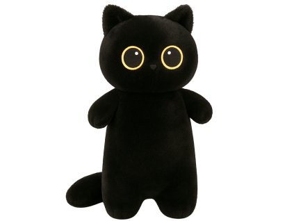 Černá Plyšová Kočka Mazlíček Velké Oči 65cm