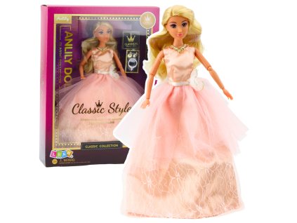 Panenka Anlily Plesová Šaty Pudrově Růžová Pohyblivé Končetiny Blond Vlasy