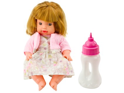 Panenka Miminko s Lahvičkou na Krmení Šaty Pudrově Růžové Zvuky 30 cm