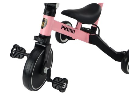 Tříkolový Rower PRO50 s Vodící Rukojetí Růžový