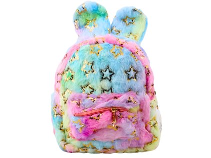 Plyšový Dětský Batoh Zlaté Hvězdičky Barevný 24cm