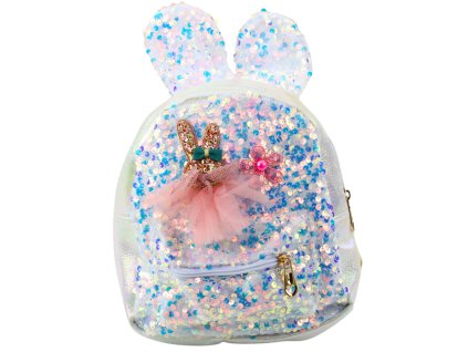 Dětský Batoh S Flitry Králičí Uši Bílý 22cm 4,4L