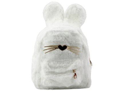 Dětský Batoh Bílý Plyšový S Ušima Fousky Králíka 3L 22cm
