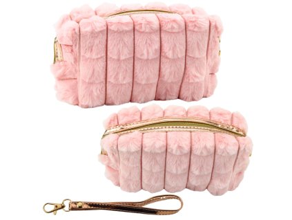 Plyšová Kosmetická Taška s Uchem Růžová 20cm