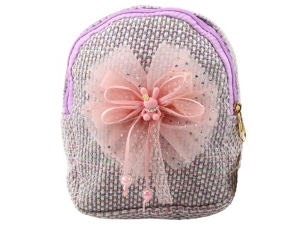 Dětský Ruksak Pletený Mašle Zajíček Fialový 21cm 2L