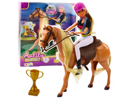 Sada Panenka Anlily s Koněm Pohár Přilba Pohyblivé Končetiny Hnědý