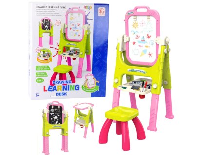 Vzdělávací tabule 5v1 s židličkou Multifunkční příslušenství Růžová