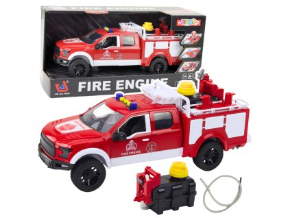 Hasičské Auto s Postřikem, Světly a Zvuky Bílo Červený 1:12