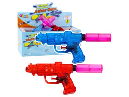 Malá Průhledná Vodní Pistole Dosah 8m Červená Modrá Mix