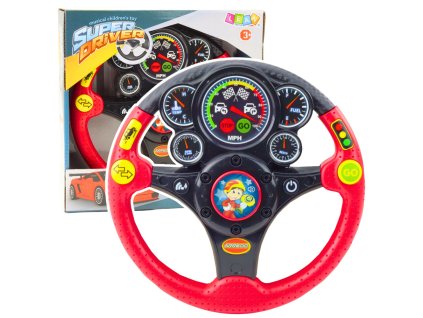 Interaktivní Dětský Volant Světla Zvuky Vibrace Červený