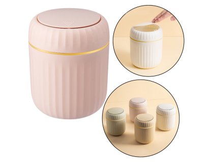 Mini Koš na Odpadky S Otevíracího Víkem Univerzální Elegantní Růžový