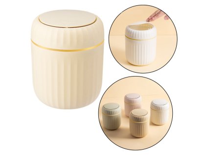 Mini Koš Na Odpadky S Otevírací Víkem Univerzální Elegantní Béžový