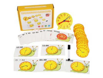 Výuková Pomůcka Edukační Nauka Času Hodiny Karty Fix Sucho-stíratelný