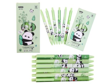 Sada Gelových Pero Panda Bambus Zelená Černý Inkoust 0,5mm 6ks