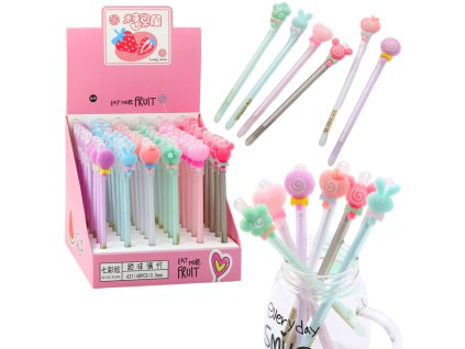 Gelové Pero s Gumičkou na Mazání s Dekorativním Víčkem 0,5mm