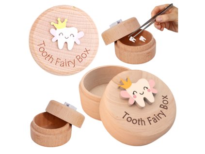 Dřevěná Krabička Na Mléčné Zoubky Pro Děti S Gravírováním Tooth Fairy Box