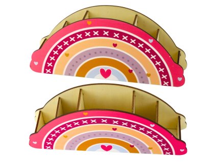 Dřevěný Organizér Na Psací Stůl Pro Děti Duha Růžový