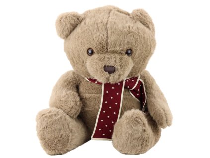 Velký Plyšový Medvěd Světlý s Šálou Puntíky 45cm