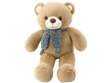 Plyšová Mazlící Hračka Medvěd Barevný Vlněný Šátek Hnědý 55 cm
