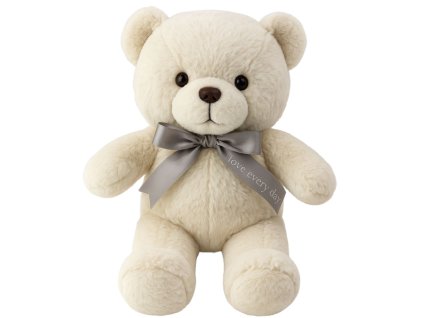 Plyšový Medvídek s Mašlí „Happy Every Day“ Bílý 55cm