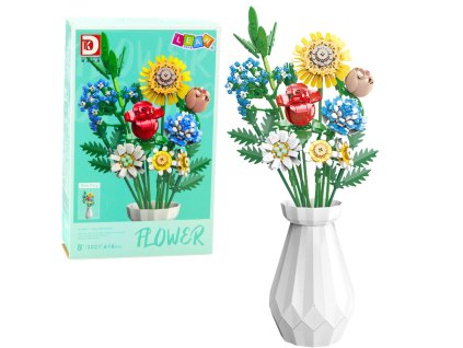 Konstrukční Stavebnice Barevná Kytice Květin ve Váze 618dílná