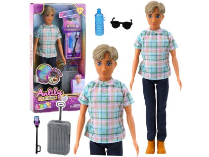 Panenka Anlily Chlapec Cestovní Doplňky Kolečkový Kufr Selfie Tyč Brýle Láhev