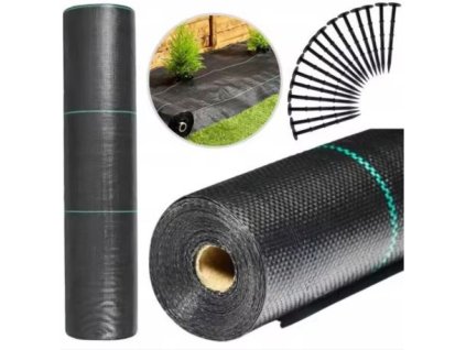 Černá agrotextilie 100 cm x 50 m UV 70g proti plevelům + kotvy