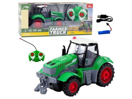 Traktor Zemědělský RC Dálkově Ovládaný Zelený 1:24