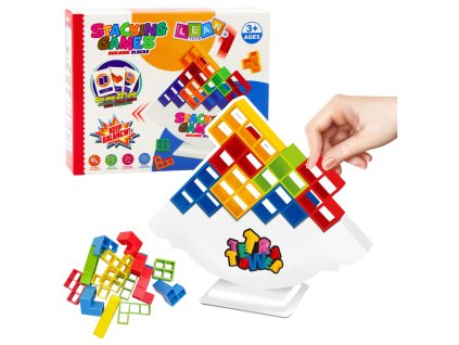 Balancující Věž Stavebnice: Hra dovednostní s 22 kartami a 16 kostkami