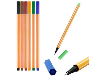 Sada Kancelářské a Školní Linery Tenký Hrot 0,4mm Barevné 6ks