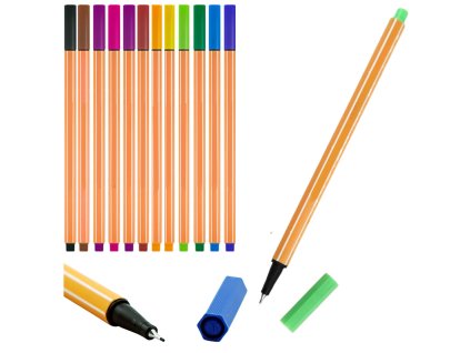 Sada Barevných Kancelářských a Školních Fixů Tenké 0,4mm 12ks