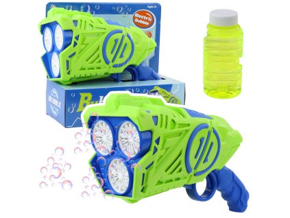 Bublifuková pistole na baterie s LED světly Modro-Zelená