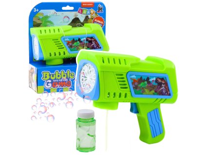 Dětská zbraň na bubliny LED zelená dinosauří motiv