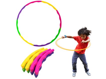 Skládací Barevný Hula Hoop s Masážními Výstupky 7-Dílný Průměr 50cm