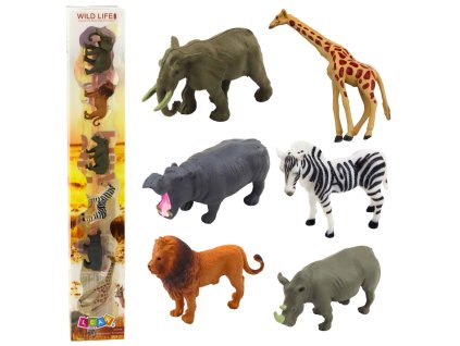 Sada Mini Figurka Divoká Zvířata Žirafa Zebra Lev 6-8cm 6ks
