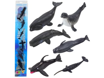 Sada Mini Figurek Mořští Savci Kosatka Narval Delfín 6-8cm 6ks