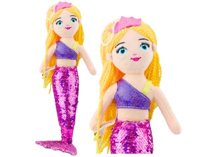 Plyšová Mořská Panna Mazlík S Flitrovým Ocasem Fialová 48cm