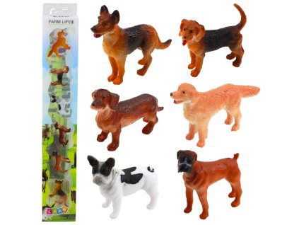 Set Mini Figurky Psi Německý Ovčák Jezevčík Francouzský Buldoček 4 cm 6 ks