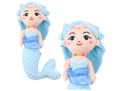 Plyšová Mořská Panna s Korálky Modrá 32cm