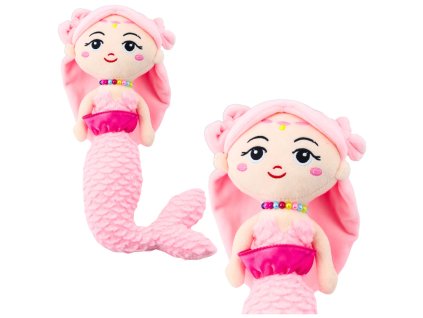 Plyšová Mořská Panna s Korálky Růžová 32cm