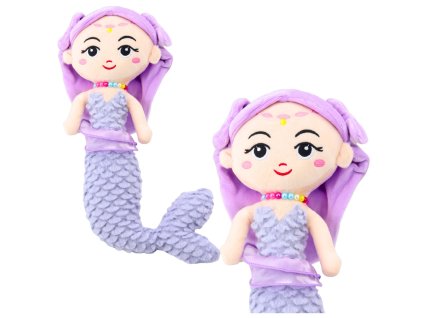 Fialová Plyšová Mořská Panna s Korálky 32cm